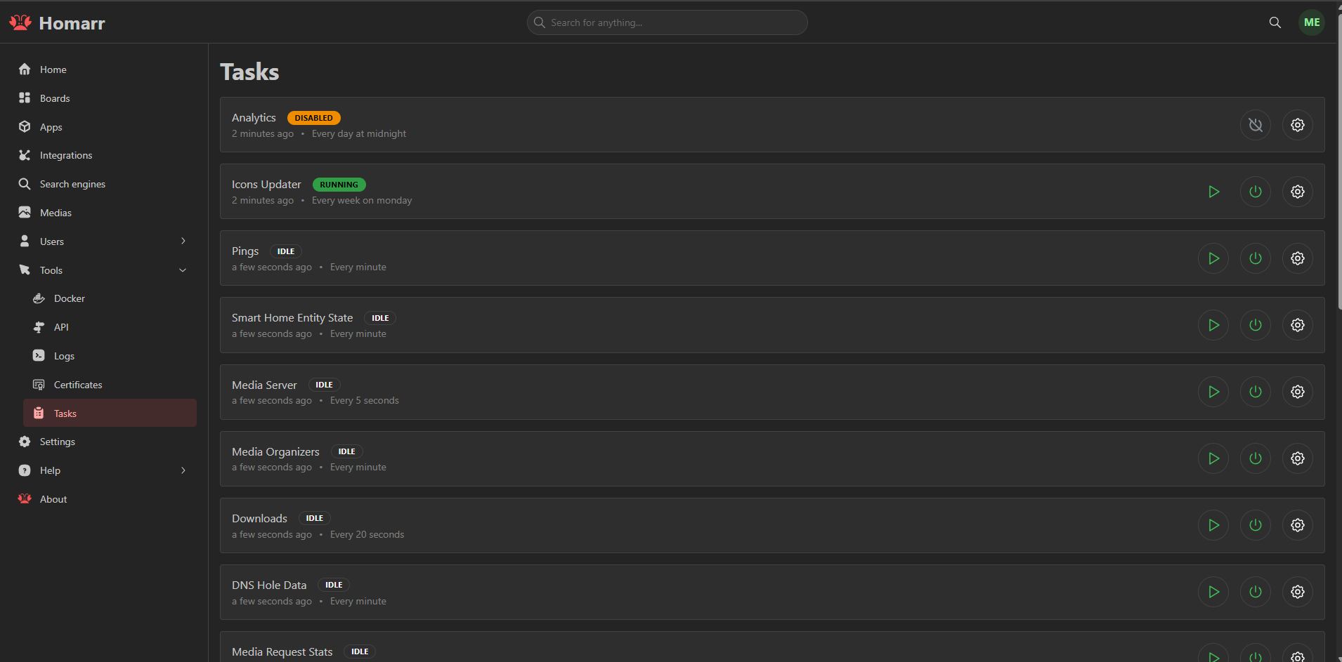 Tasks page